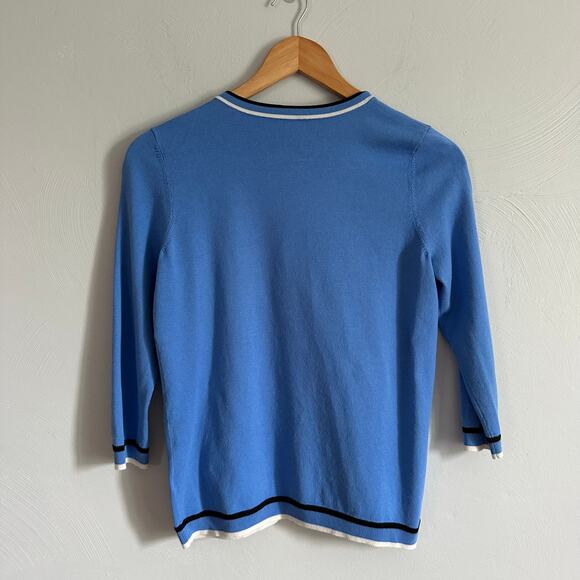 Talbots Blue & Black Tipped Charming Cardigan - Picture 7 of 7